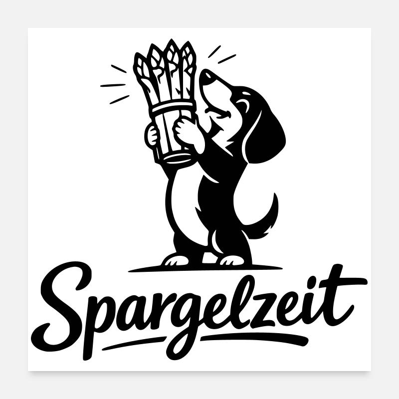 Spargel Essen Spargelzeit Saison Dackel Poster 60x60 cm