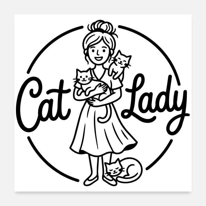 Katzenfrau Poster 60x60 cm