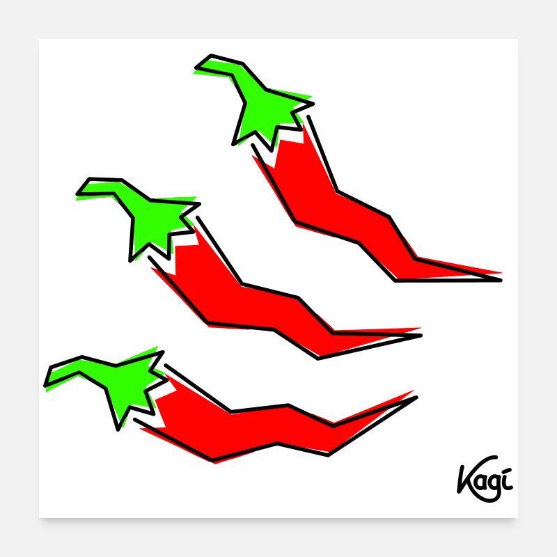 trois pepperonis - Poster 60 x 60 cm - blanc