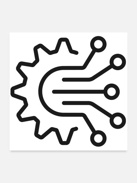 KI-Automatisierungsschaltkreis-Zahnrad-Symbol - Poster 60x60 cm - Weiß - Vorne