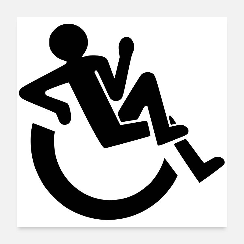 Utilisateur de fauteuil roulant détendu, roller, handicapé # - Poster 60 x 60 cm - blanc