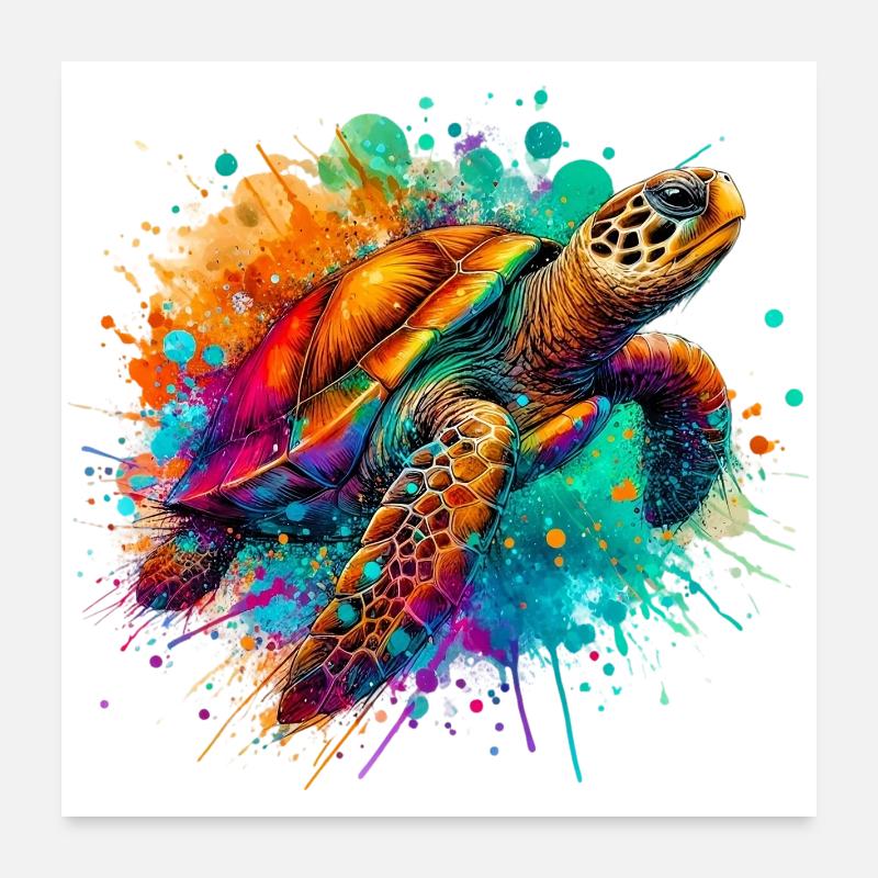 Schildkröte - Poster 60x60 cm - Weiß