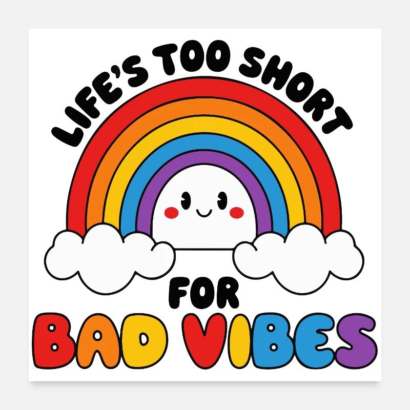 Joyful Rainbow with Cheery Cloud Faces Poster 24" x 24" (60x60 cm)