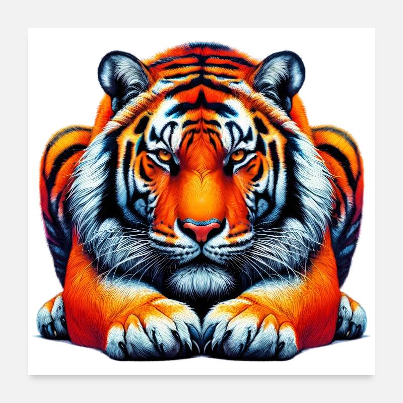 Tigre - Poster 60 x 60 cm - blanc
