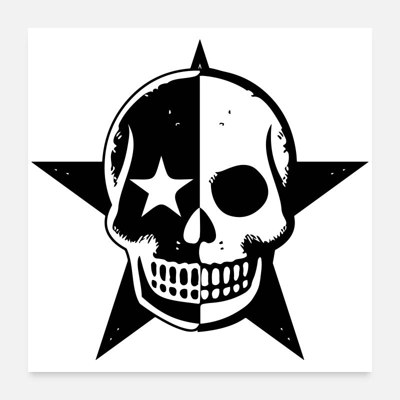 Schwarzer Schädel Poster 60x60 cm