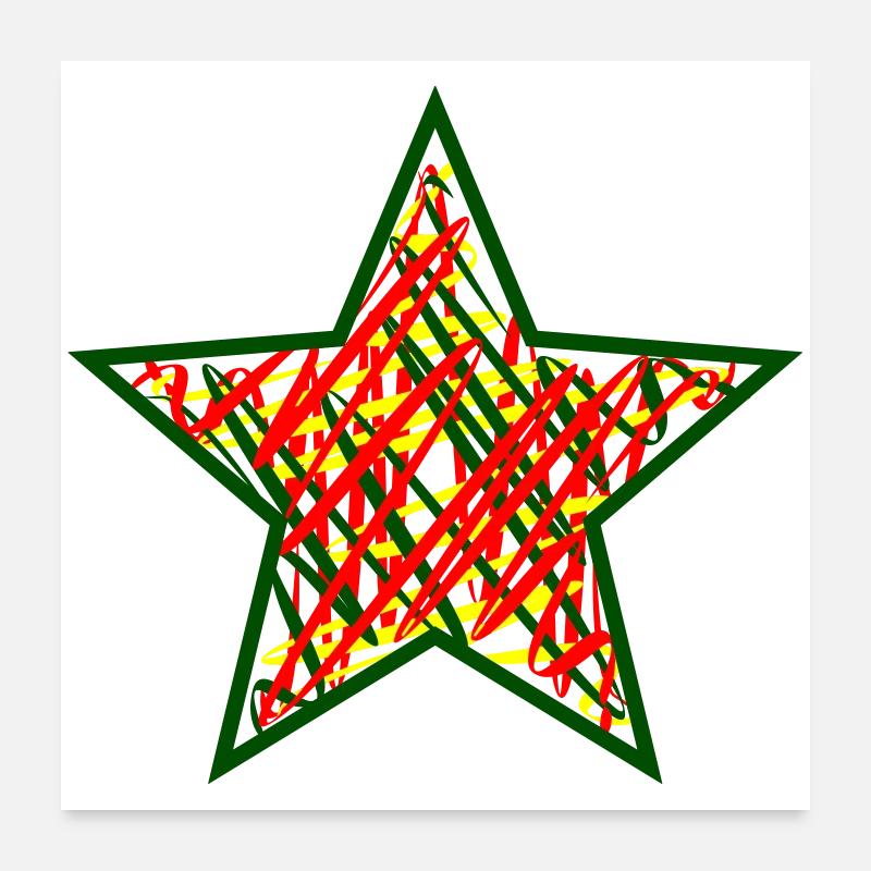 étoile colorée abstraite avec des traits de couleur Poster 60 x 60 cm