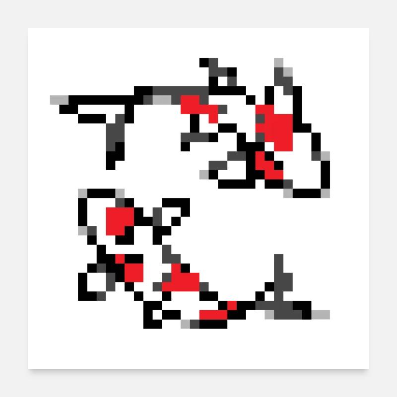 Pixelart Koi Poster 60 x 60 cm