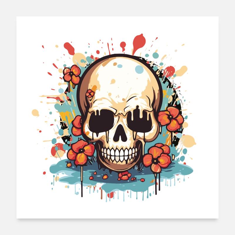 Flower Skull Blast Poster 24" x 24" (60x60 cm)