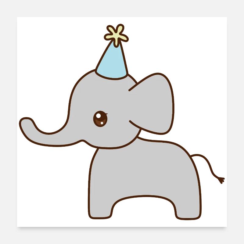 Elephant Party Hat Poster 24" x 24" (60x60 cm)