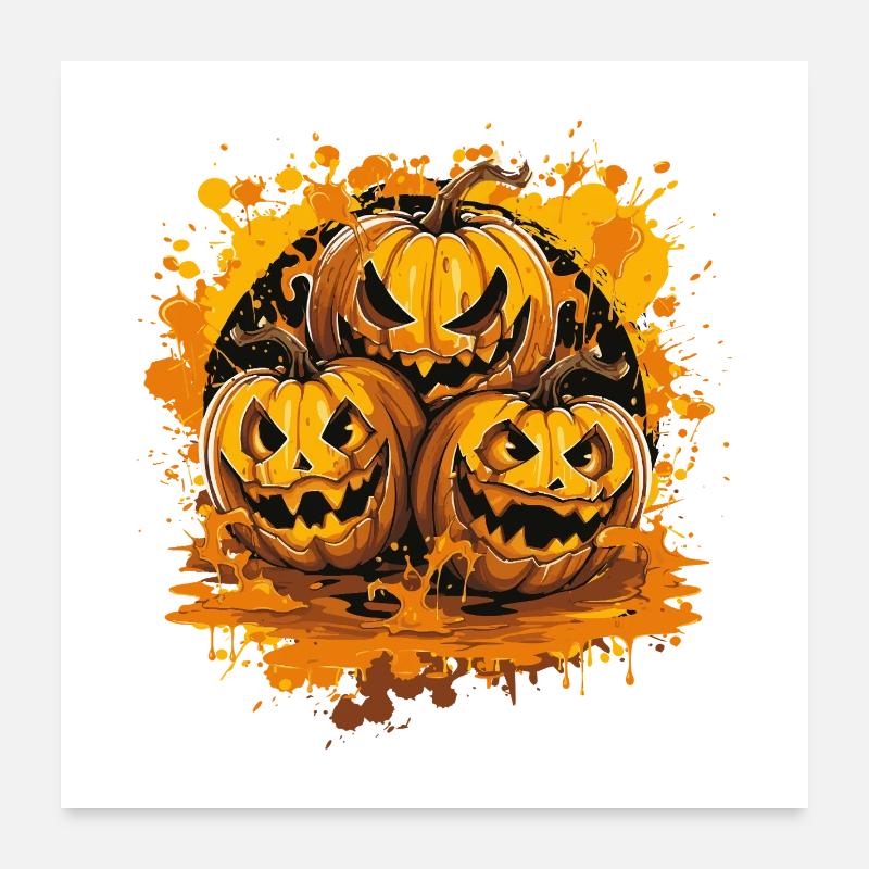 Trio de citrouilles sinistres Poster 60 x 60 cm