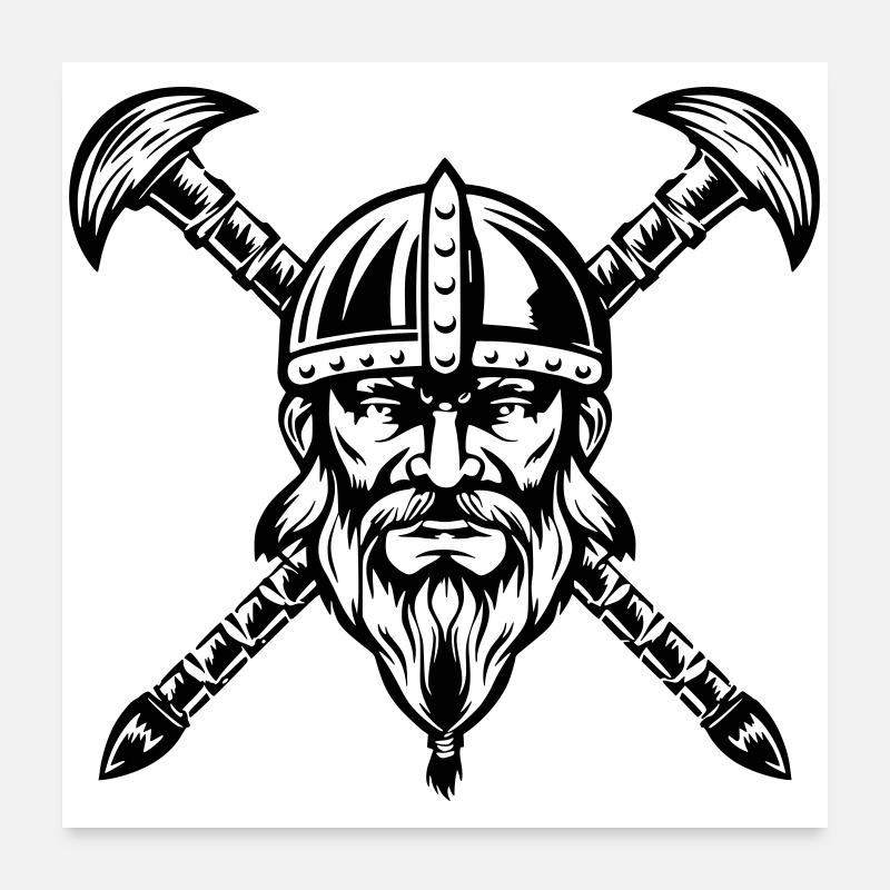 Visage de guerrier viking barbu  Poster 60 x 60 cm