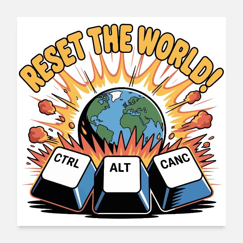Reset the World Keyboard Reboot Poster 24" x 24" (60x60 cm)
