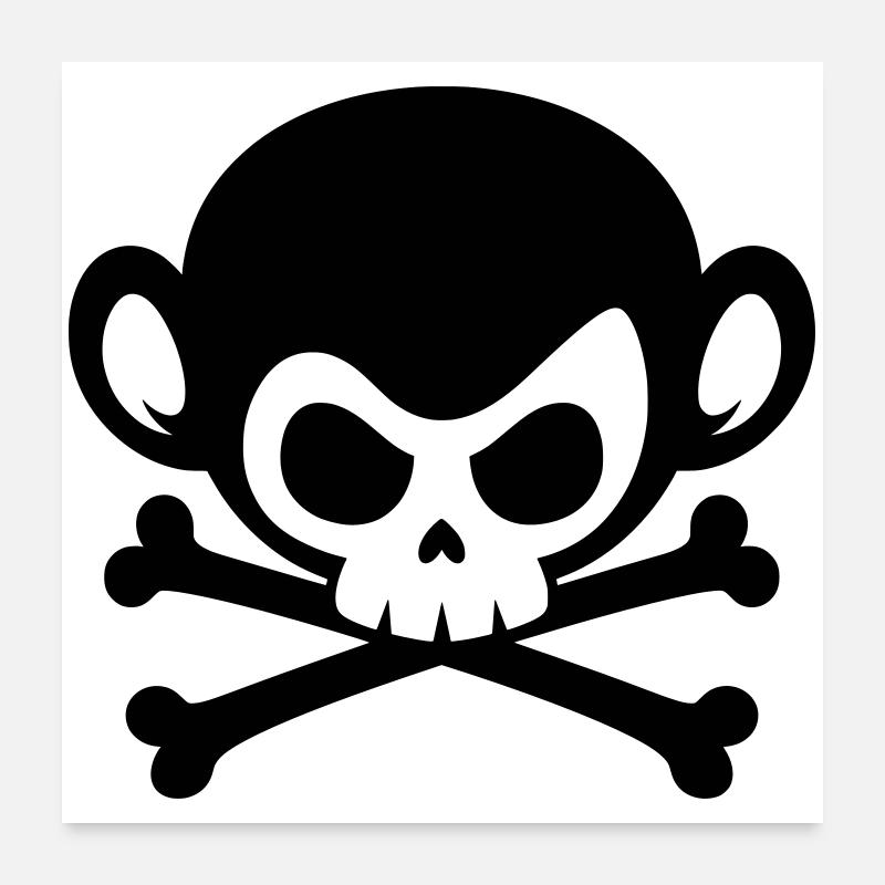 Skull monkey with crossed bones Poster 24" x 24" (60x60 cm)