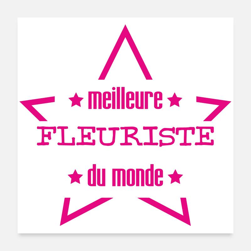 Meilleure fleuriste du monde étoile rose Poster 60 x 60 cm