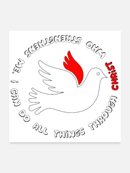 Dove with bible verse - Poster 60x60 cm - Weiß