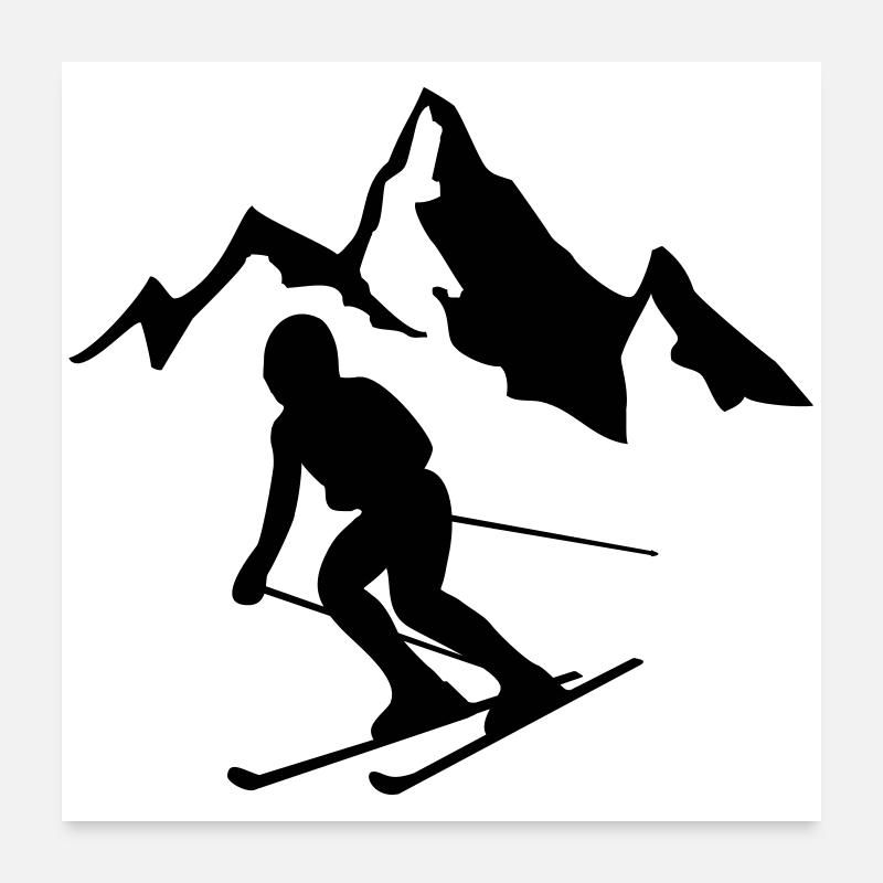 ski - Poster 60 x 60 cm - blanc