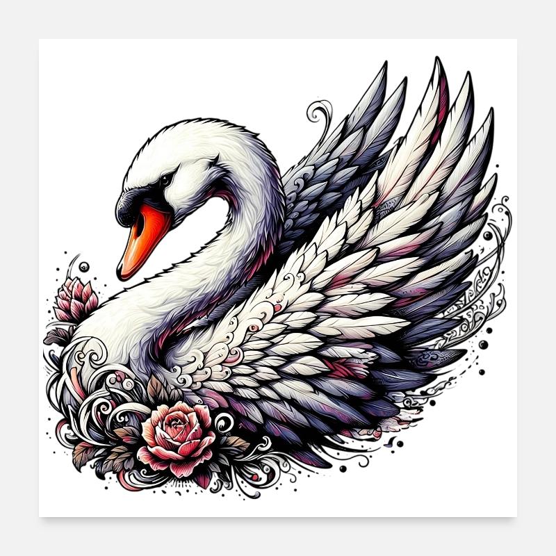 Swan Poster 24" x 24" (60x60 cm)