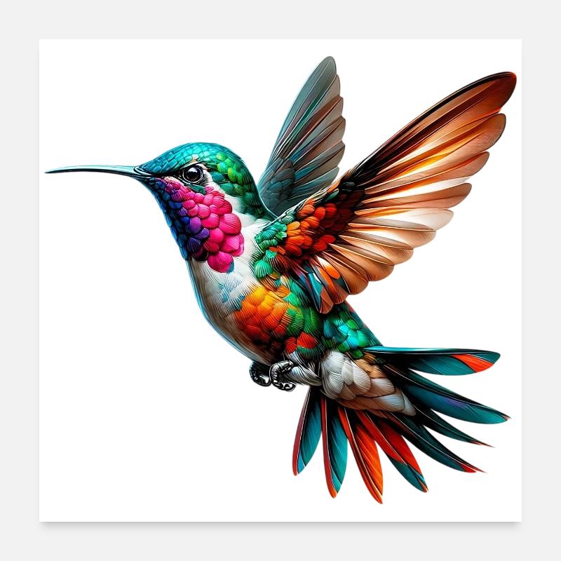 Kolibri - Poster 60x60 cm - Weiß