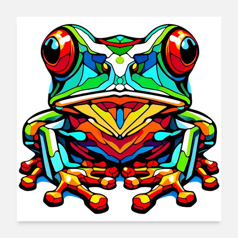 Frosch - Poster 60x60 cm - Weiß
