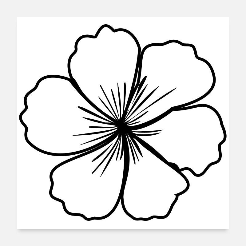 Cherry Blossom – Multi-Color Contours Sakura Look Poster 24" x 24" (60x60 cm)