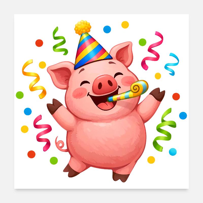 Fête des cochons Carnaval du Nouvel An Poster 60 x 60 cm