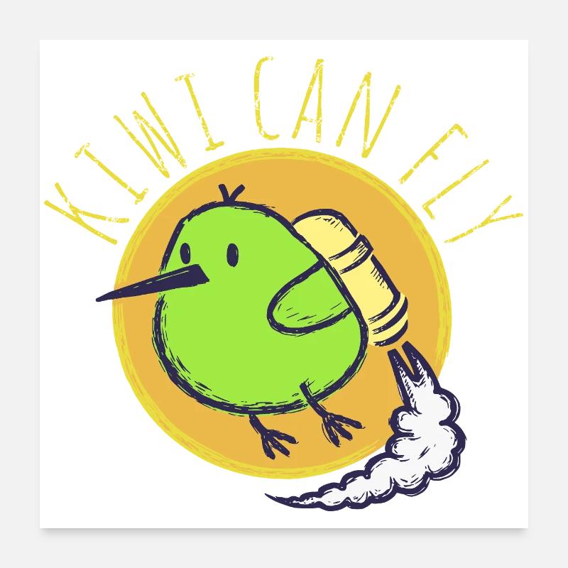 Kiwis can fly Poster 24" x 24" (60x60 cm)