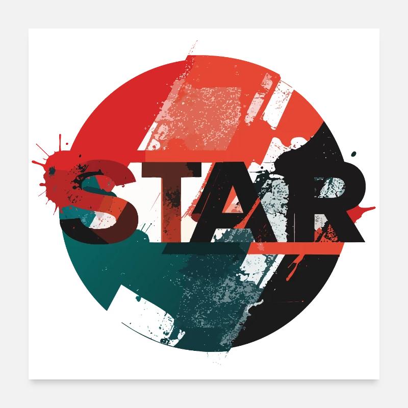 Star Grunge Circle Design Poster 24" x 24" (60x60 cm)
