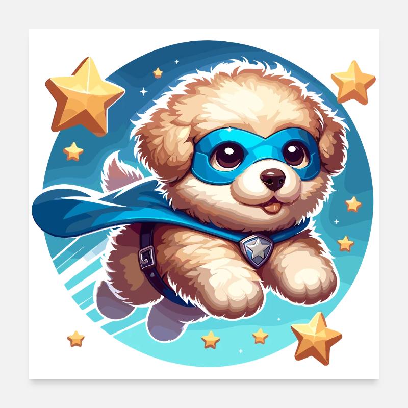 Helden Hund Superheld Hündchen Super Welpe Poster 60x60 cm