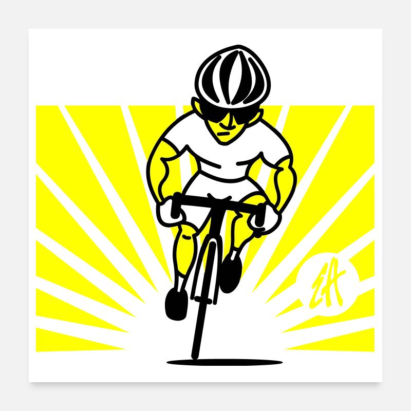 Radfahrer - Poster 60x60 cm - Weiß