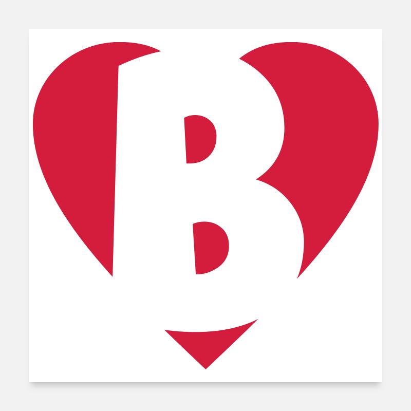 Cœur B - J'aime B - Poster 60 x 60 cm - blanc