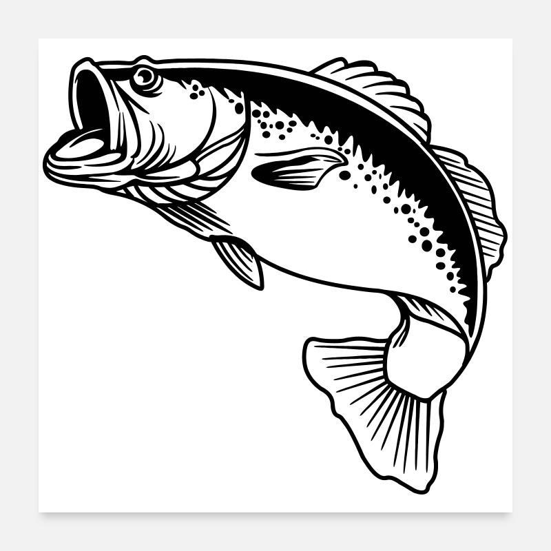 Logo transparent de poisson pour pêcheur Poster 60 x 60 cm