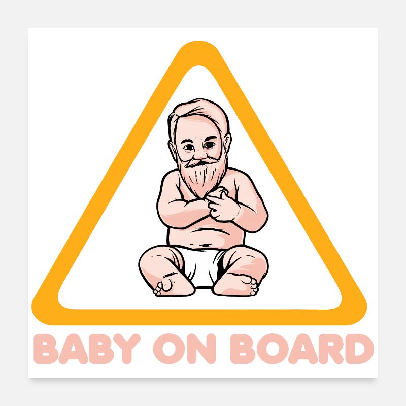 Panneau d’avertissement bébé à bord avec illustration de bébé Poster 60 x 60 cm