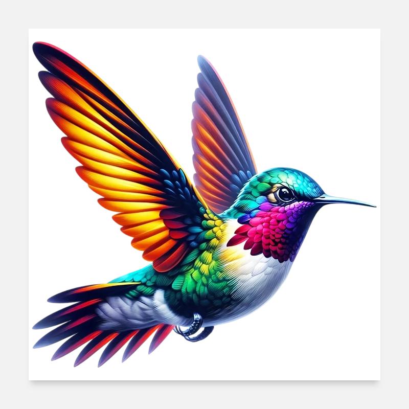 Kolibri - Poster 60x60 cm - Weiß