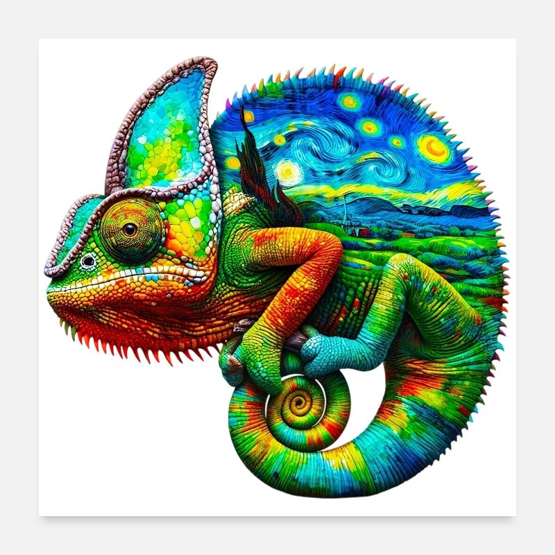 Van Gogh Chameleon Poster 24" x 24" (60x60 cm)