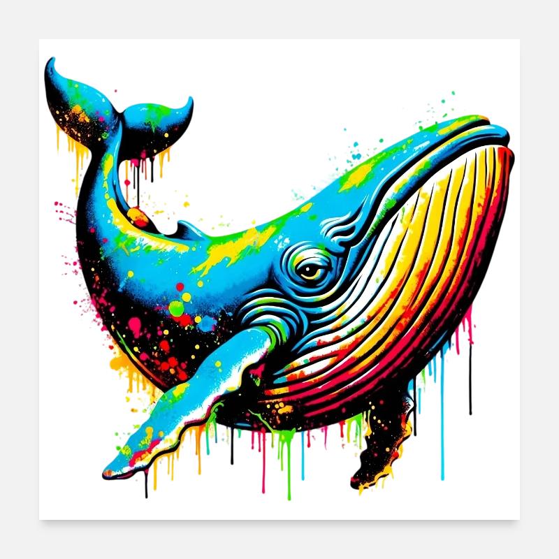Baleine - Poster 60 x 60 cm - blanc