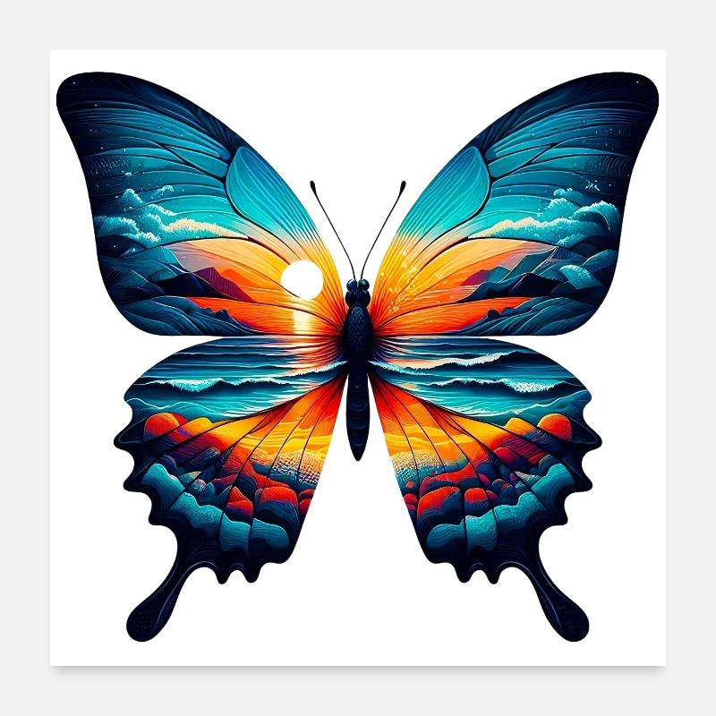 Schmetterling - Poster 60x60 cm - Weiß