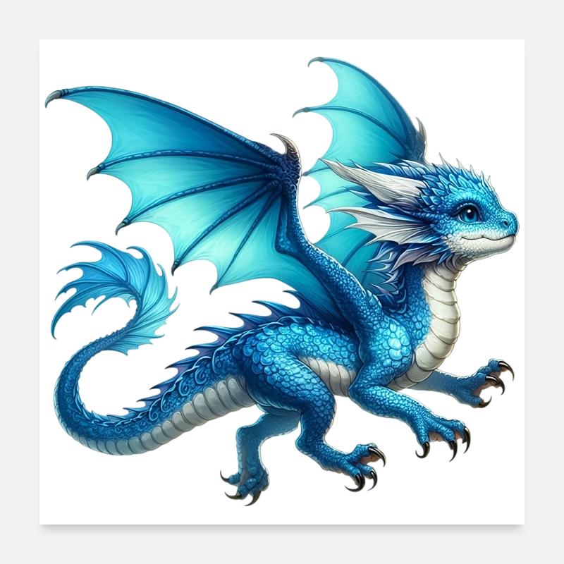 Drache - Poster 60x60 cm - Weiß