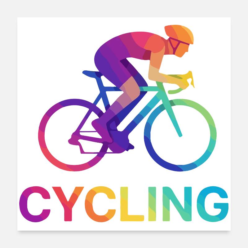 Vibrant Rainbow Cyclist Design Poster 24" x 24" (60x60 cm)