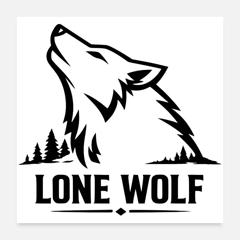 Lone Wolf Heulender Wolf Wolfskopf Design Poster 60x60 cm