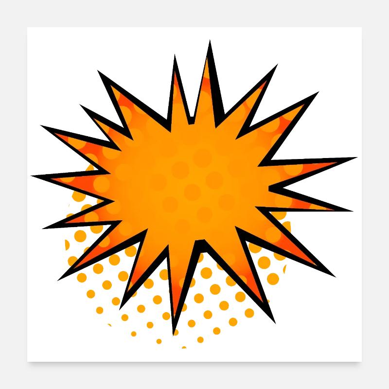 Halbton-Comic Starburst-Rand Poster 60x60 cm
