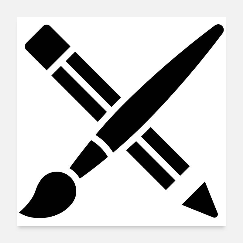 Pinsel, Bleistift, Basteln, Kunst Symbol Poster 60x60 cm