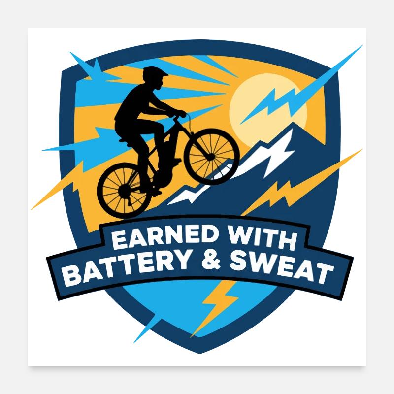 Verdient mit dem Battery & Sweat MTB-Abzeichen Poster 60x60 cm