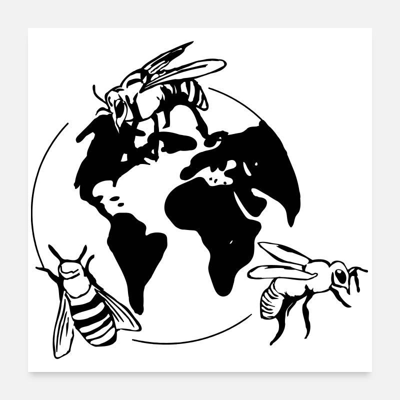 Save the Bees - Poster 60x60 cm - Weiß