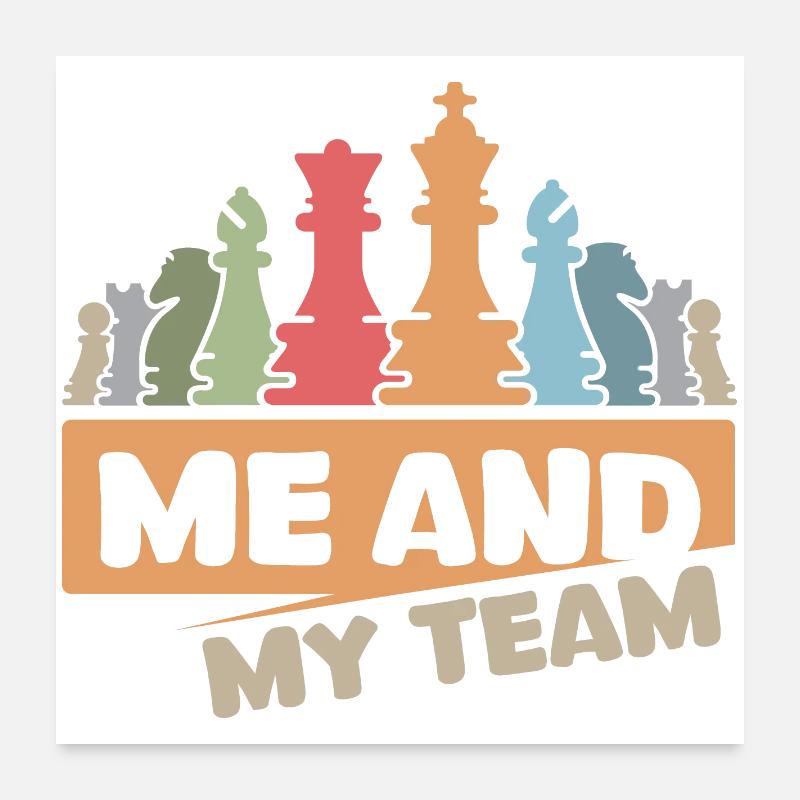 Schach retro cool Spruch Team vintage Schachfigur Poster 60x60 cm