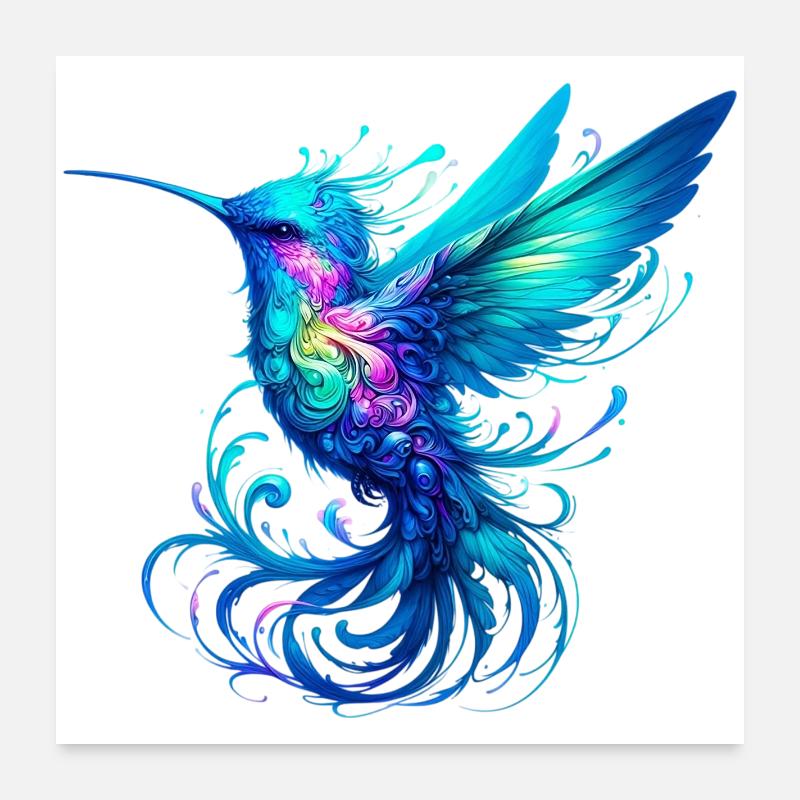 Kolibri - Poster 60x60 cm - Weiß