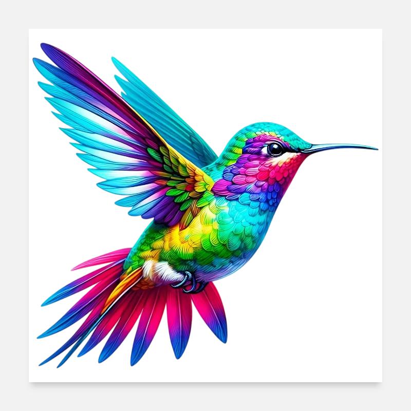 Kolibri - Poster 60x60 cm - Weiß