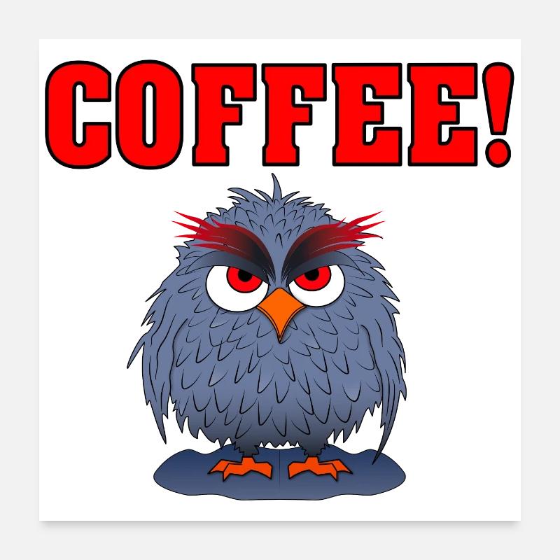 Eule COFFEE ROT Poster 60x60 cm