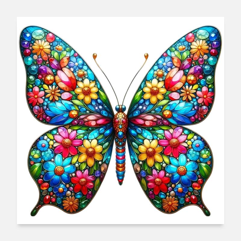 Papillon - Poster 60 x 60 cm - blanc