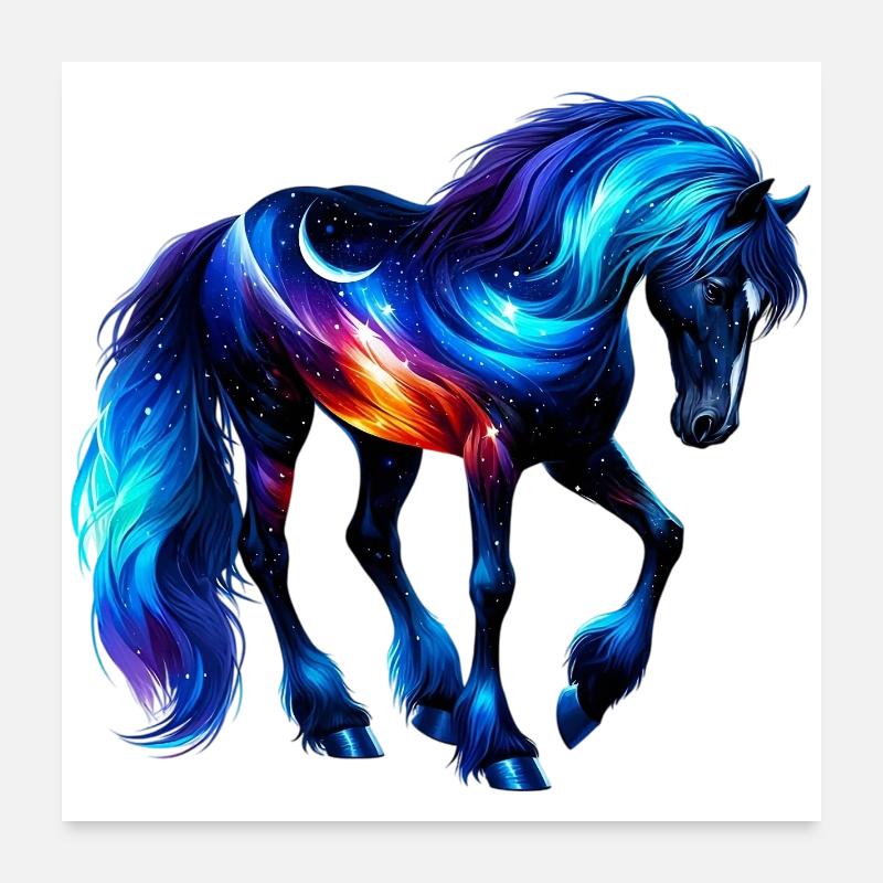 Cheval - Poster 60 x 60 cm - blanc