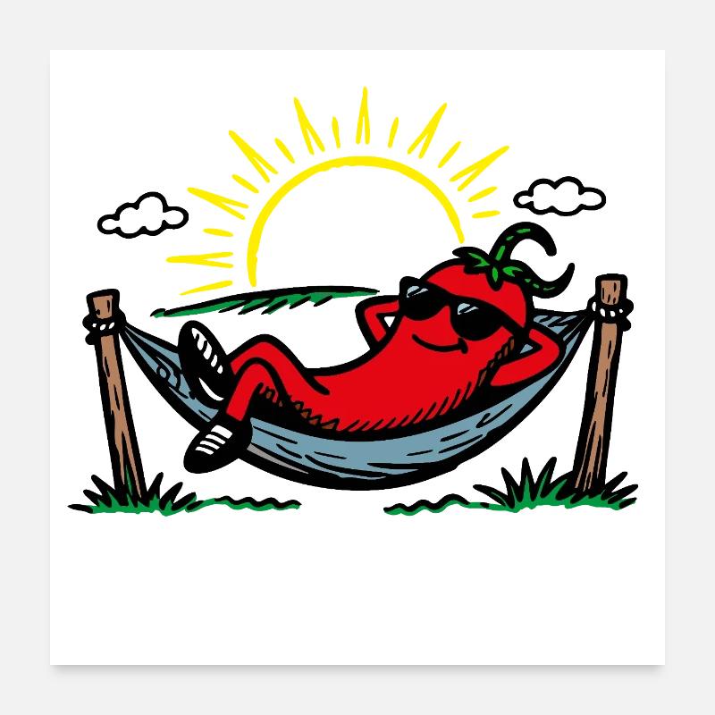 Chili glaçant Jeu de mots drôle Chilli Chilling Poster 60 x 60 cm
